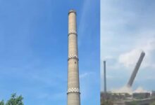 Demolare la Giurgiu. Turnul fostului CET a fost pus la pământ – VIDEO
